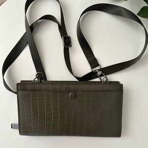 Zara Green Animal Print XL Wallet/shoulder Bag